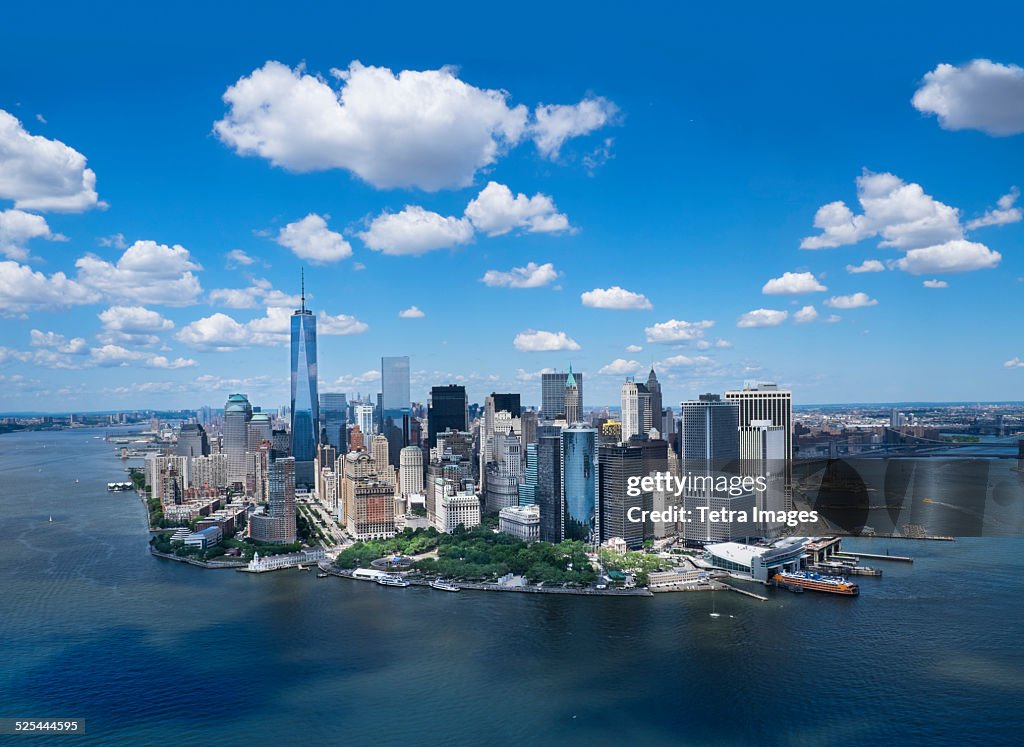 USA, New York, New York City, Aerial view of Manhattan and New York City skyline