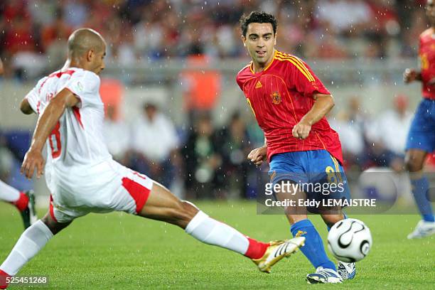 Xavi during the FIFA World Cup 2006 Group H match against Tunisia at Stuttgart's Gottlieb-Daimier Stadium, Germany. Spain won 3-1.
