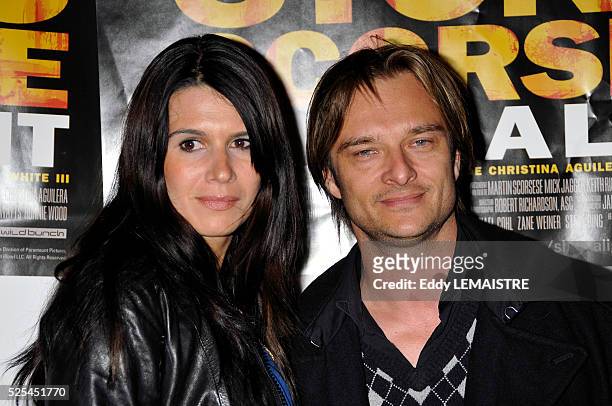 David Hallyday and Alexandra Pastor attend the premiere of "Shine a Light" in Paris.