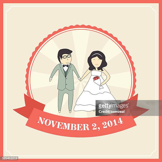 Wedding Invitation Card Template With Cartoon Couple High-Res Vector  Graphic - Getty Images