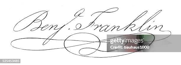 benjamin franklin signature - ambassador stock illustrations