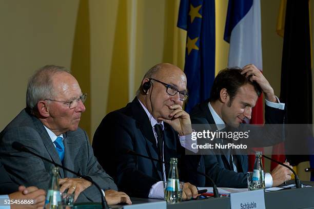 French Minister of Finance Sapin, French minister of economics Macron, German Minister of economics Gabriel and German and German Minister of Finance...
