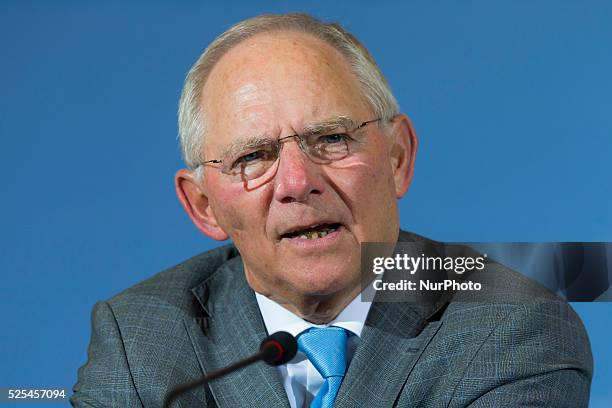 French Minister of Finance Sapin, French minister of economics Macron, German Minister of economics Gabriel and German and German Minister of Finance...