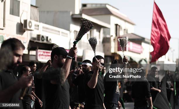 Bahrain , AlDaih - many Bahraini Shia'a muslims from different villages take a part in Aldaih village west of Manama the capital in chains procession...