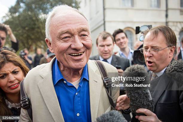 Ken Livingstone speaks to reporters as he leaves Milbank Studios on April 28, 2016 in London, England. Mr Livingstone has been suspended from Labour...