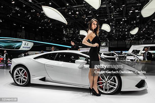 The new Lamborghini Huracan on show at the 84th Geneva International Motor Show, March 5th, 2014.