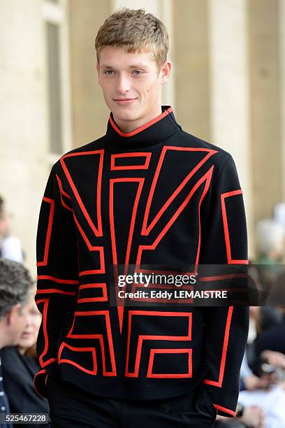 Model presents a creation from the Spring/Summer 2012/2013 Men's collection of Pierre Cardin at the Paris Fashion Week, in Paris, France, 01 July...