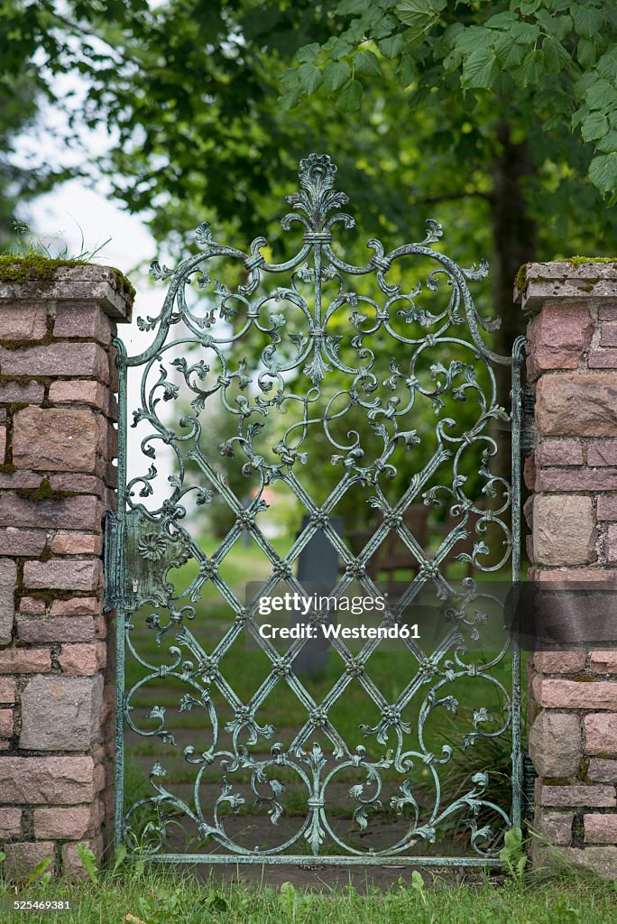 Germany, Bavaria, Rottach-Egern, wrought-iron garden gate