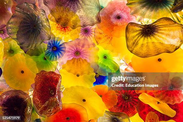 Glass Flowers Created By The Artists Dale Chihuly Is Installed In The Ceiling Of The Bellagio Hotel And Casino, Las Vegas, Nevada .