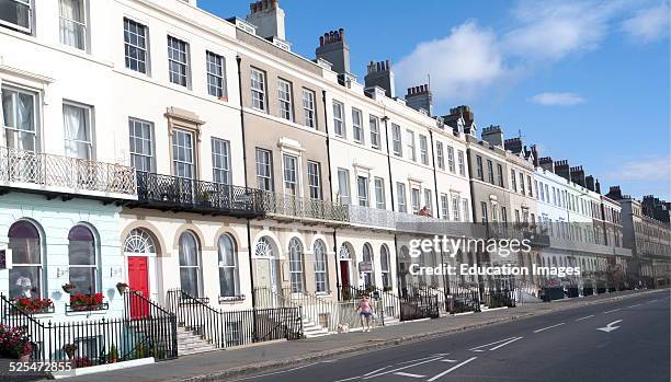 Guest houses and small hotels offering bed and breakfast accommodation on the Esplanade, Weymouth, England.