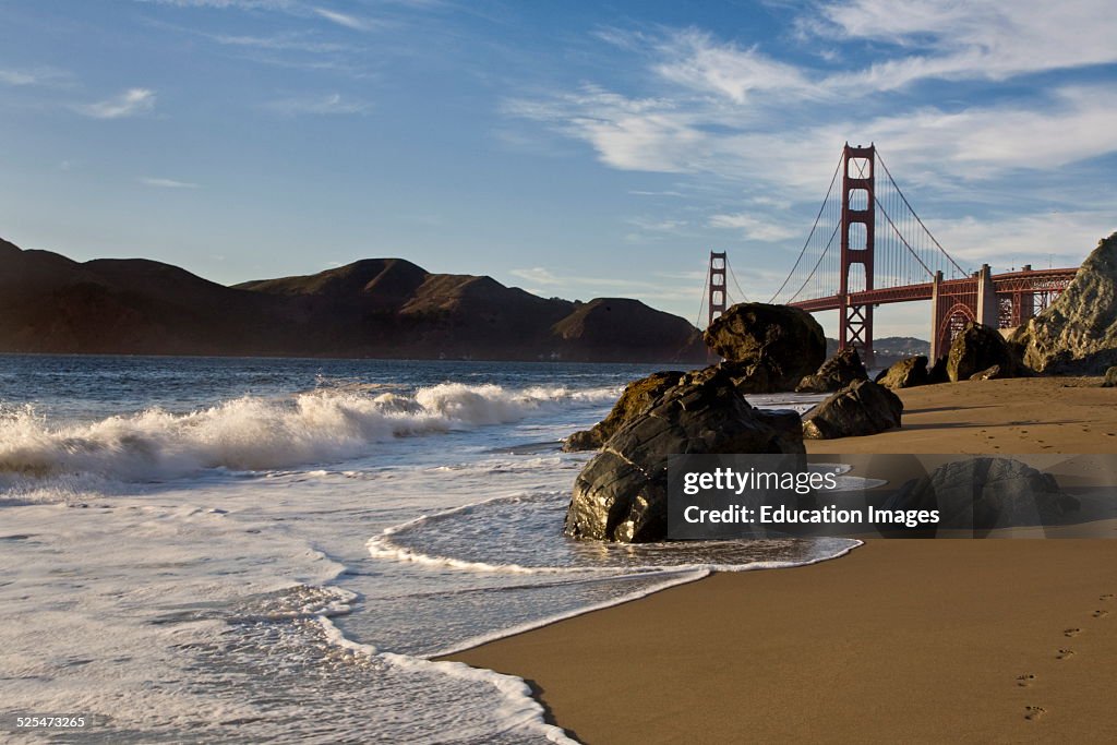 The Golden Gate Bridge As Seen From Baker Beach, San Francisco