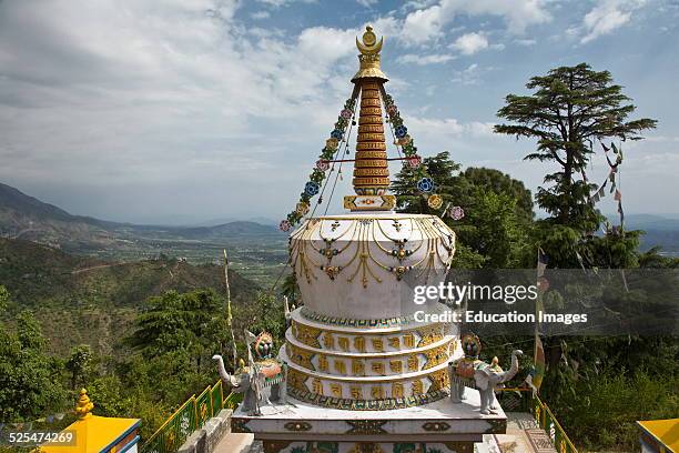 Tibetan Stupa On The Grounds Of The Tsuglagkhang Complex Which Is The Dalai Lamas Residence In Exile In Mcleod Gang, Dharmsala, India.