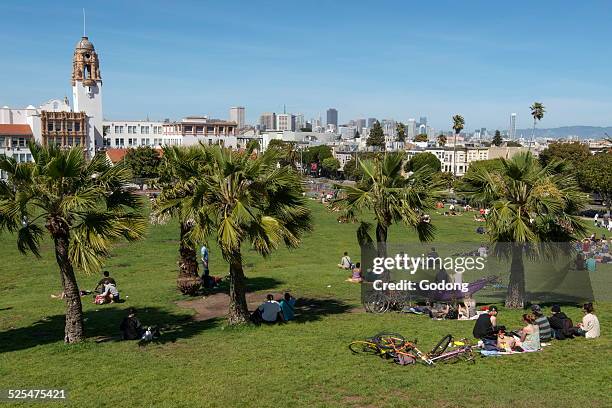 Sunny sunday, Dolores Park in Mission District, San Francisco.