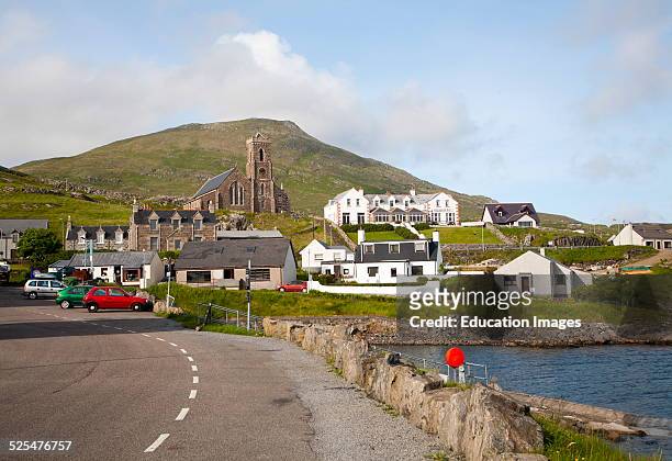 General view of Castlebay the largest settlement in Barra, Outer Hebrides, Scotland.
