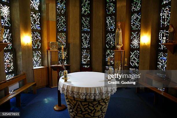 Notre-Dame de Fatima Church, Stained-glass window, Chapel.