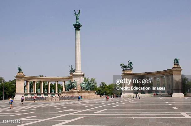 Millenary Monument in Heroes Square, Budapest, Hungary.