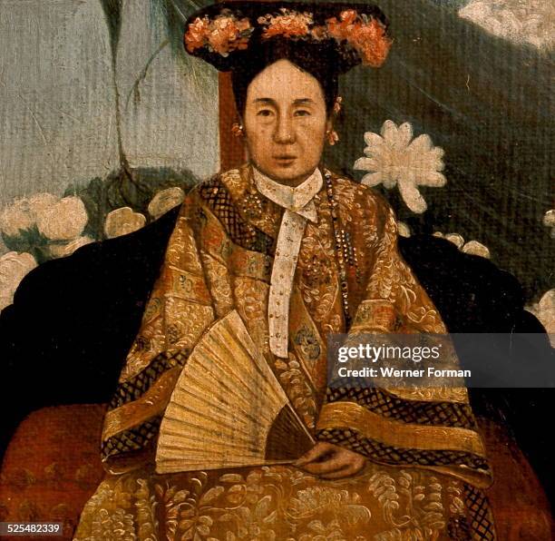 Portrait of the Empress Dowager Tz'u-hsi, painted by a naive Chinese artist from a photograph taken in 1903, China.