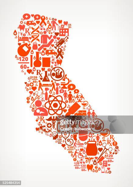 california healthcare and medical red icon pattern - stick figure doctor stock illustrations