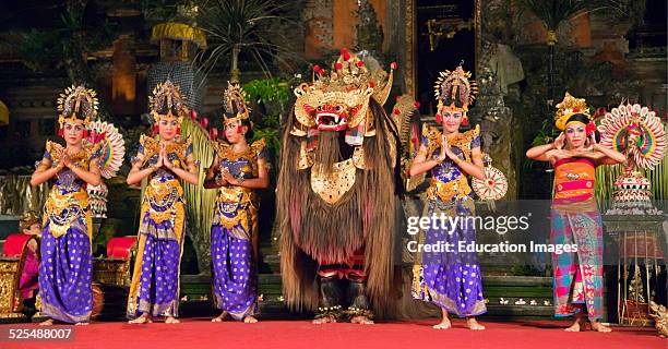 The Barong Dance Is Performed By The Cenik Wayah Gamelan Dance Group At Pura Taman Saraswati, Ubud, Bali, Indonesia.