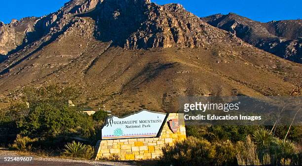 Texas, Guadalupe Mountain National Park, Entrance Monument Sign.