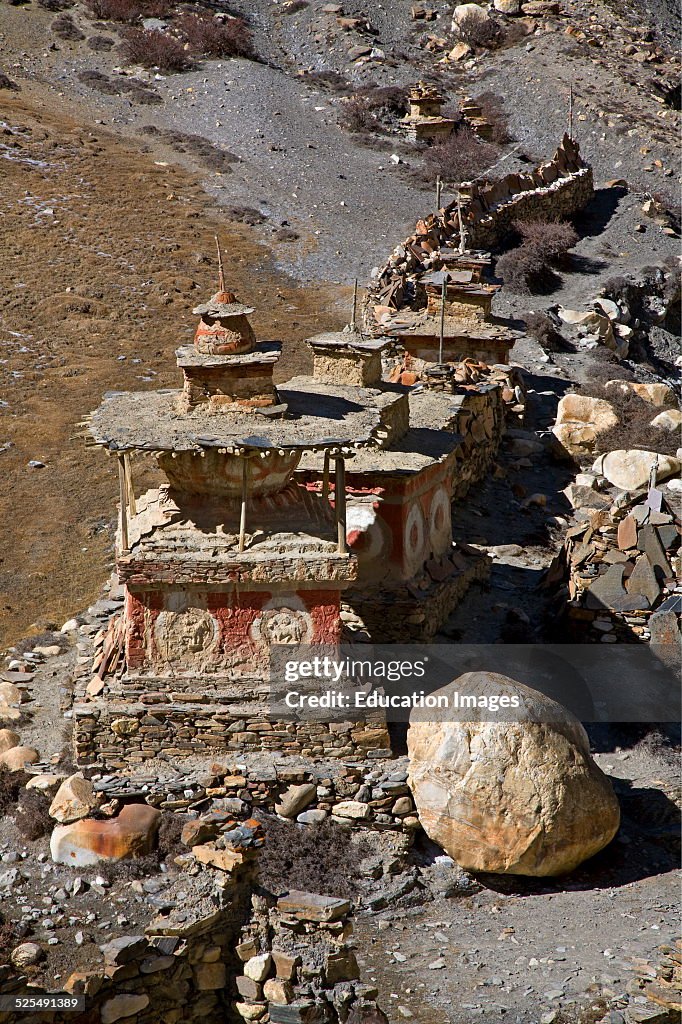 Bonpo Ritual Ancient Bonpo Stupas Near Phu Village On The Nar Phu Trek, Annapurna ...