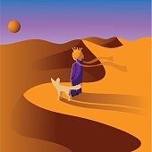 Prince in the desert with a fox.