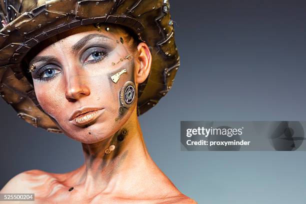 steampunk - golden goggles stock pictures, royalty-free photos & images