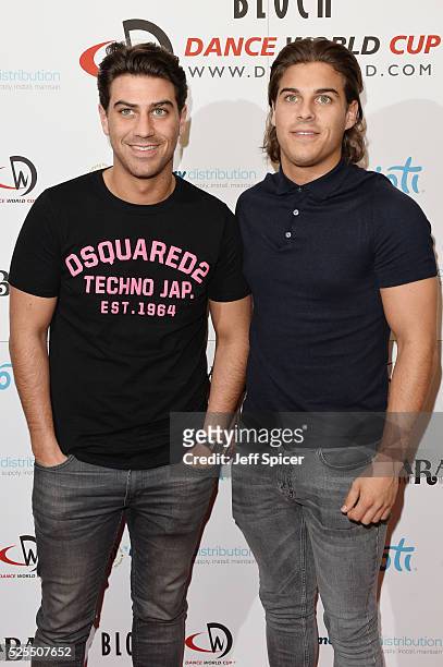 Jon Clark and Chris Clark arrive at the launch of the 2016 annual BLOCH Dance World Cup on April 28, 2016 in London, England.