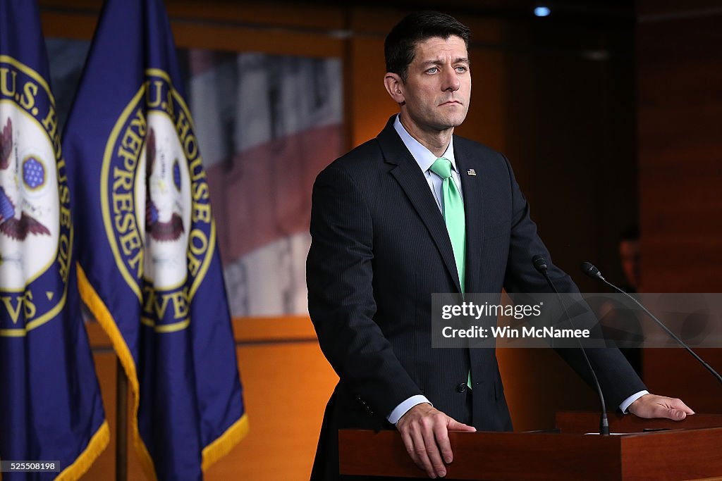 Paul Ryan Holds Weekly Media Briefing At The Capitol