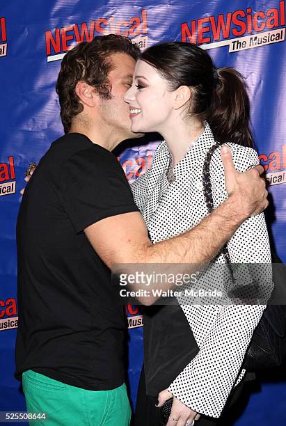 Perez Hilton & Michelle Trachtenberg attending the Opening Night Performance of Perez Hilton in 'NEWSical The Musical' at the Kirk Theatre in New...