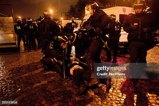 Clashes in Paris, France during the demonstration "Against Hollande", on January 26, 2014.