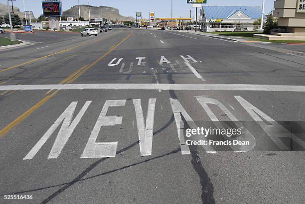 Border of tow states Utha and Nevada at west wendover 13 June 2012