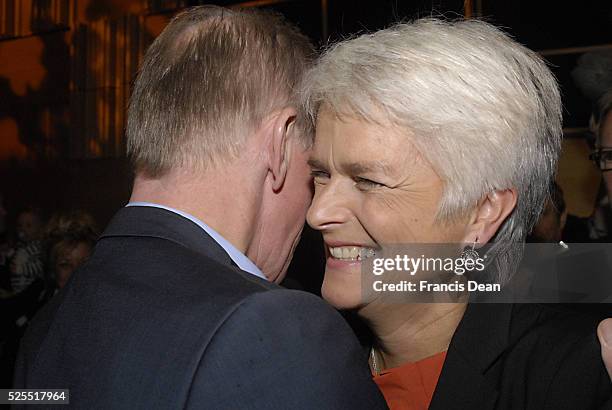 _Ms.Annette Vihelmsen 52 years old in red nd gr ey hair is newly elected SF danish socialist people party chairwoman iover 4.000 personal votes by...