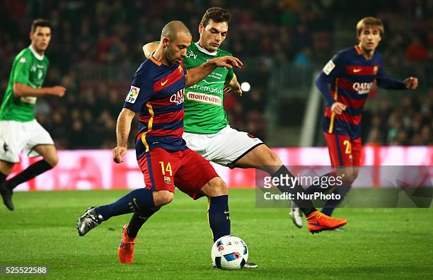 December 02 - SPAIN: Javier Mascherano during the match against FC Barcelona and CF Villanovense, corresponding to the round 4 of the spanish Kimg...