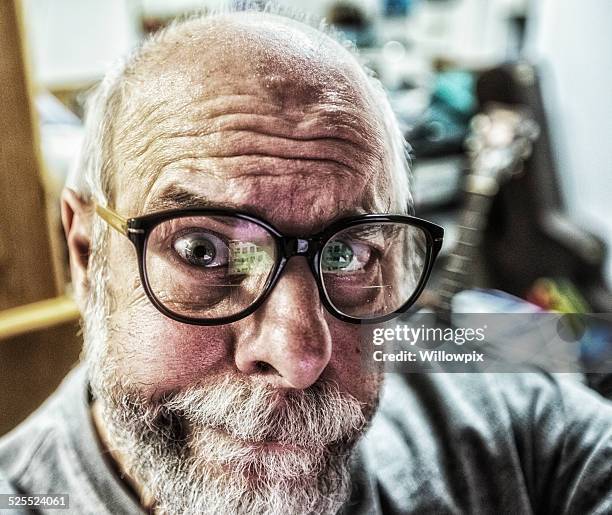 senior man office computer nerd - dandruff man stock pictures, royalty-free photos & images