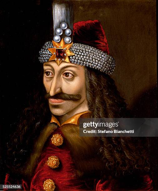 Portrait of Vlad III the Impaler, or Dracula who was inspired Bram Stoker's novel Dracula, written in 1897. Anonymous painting of the 16th century....