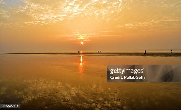 sunrise at mandarmani beach, bay of bengal - seth fisher stock pictures, royalty-free photos & images