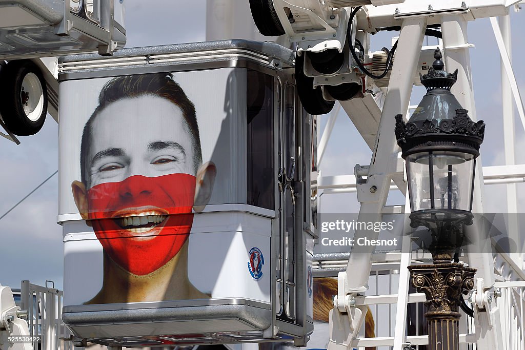 The Ferris wheel Decorated With Flags Of Countries Participating In The EURO 2016