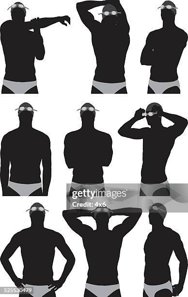 swimmer in various actions - man swimming in water stock illustrations