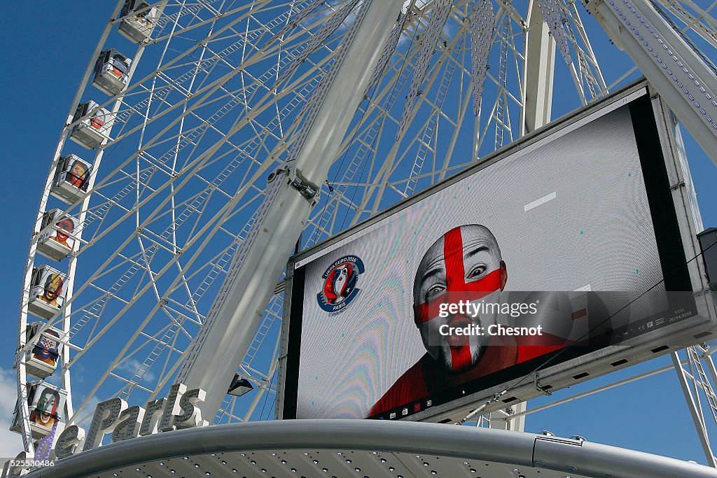 The Ferris wheel Decorated With Flags Of Countries Participating In The EURO 2016