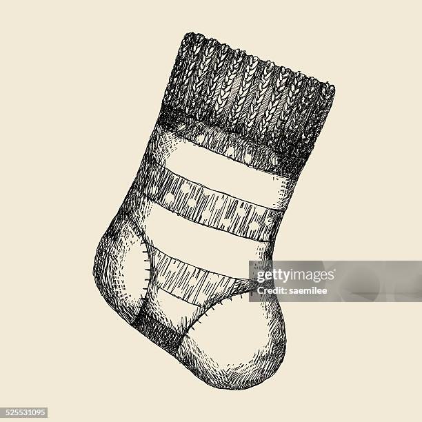 christmas stocking sketch - socks isolated stock illustrations