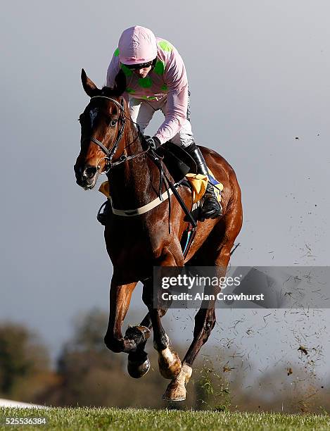 Ruby Walsh riding Douvan win The Ryanair Novice Steeplechase at Punchestown racecourse on April 28, 2016 in Naas, Ireland.