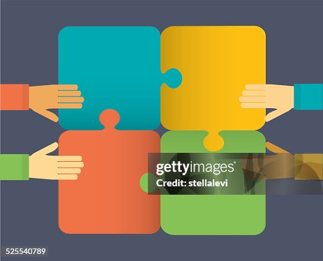 Hands solving a puzzle Hands solving a puzzle