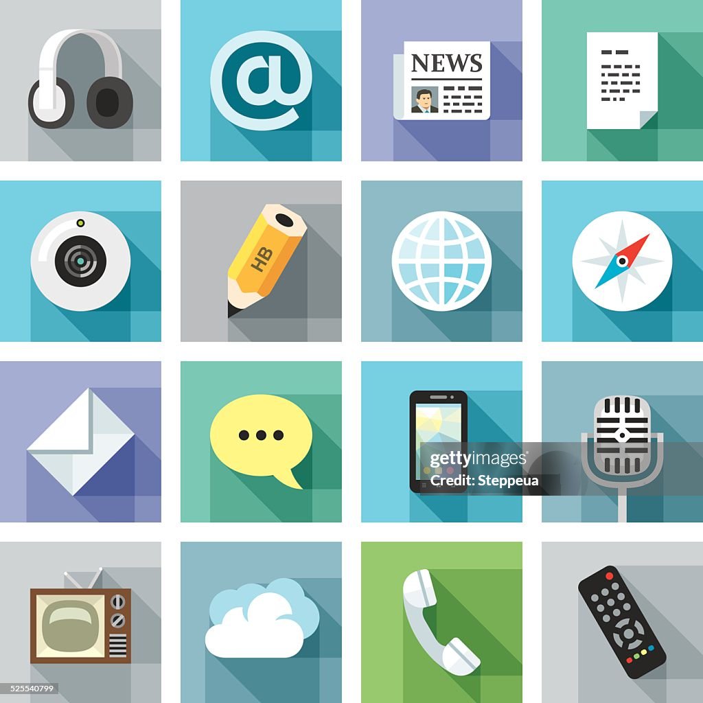 Modernos planos iconos. Comunicación