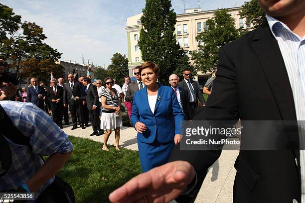 Gdansk, Poland 31st, August 2015 Beata Szydlo - the candodate of the oppositionist party Law and Justice for Prime Minister visits Gdansk to take...