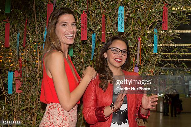 Model Laura Sanchez and singer Chenoa attend Special K Project campaign at Atocha train station on March 10, 2015 in Madrid, Spain.