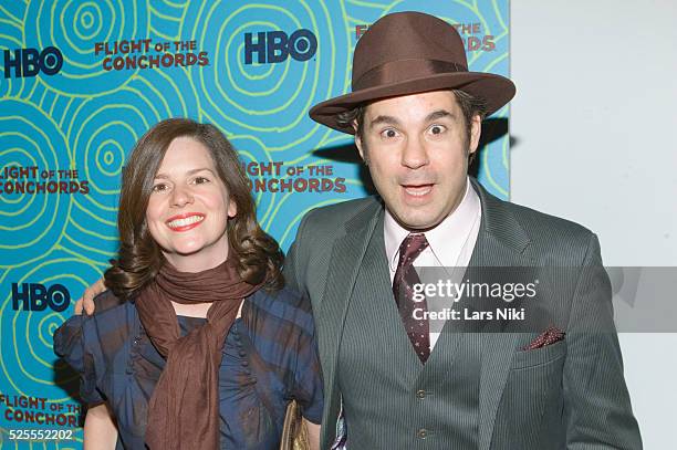 Paul F Tompkins and Janie Haddad arrive at the "Flight of the Conchords" Second Season Viewing Party at the Angel and Orensanz Foundation in New York...