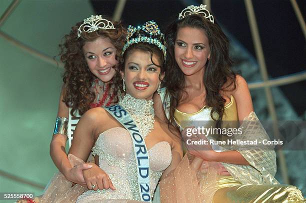 Giorgia Palmas, Miss Italy , Priyanka Chopra, Miss India and Yuksel Ak, Miss Turkey .