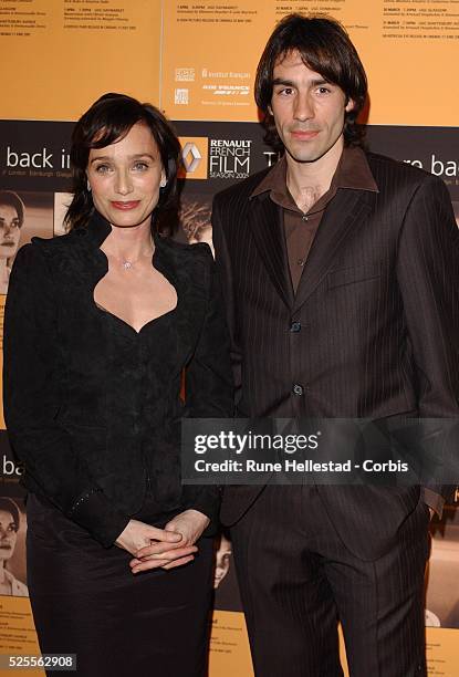 Kristin Scott Thomas and Robert Pires attend the Renault French Film Season launch at The Institute of Directors, Pall Mal.