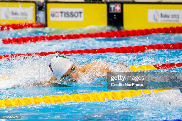 Alessandro Miressi of Italy competes in the Men's 200m Freestyle heat 5 during the Baku 2015 European Games at the Baku Aquatics Centre on June 26,...